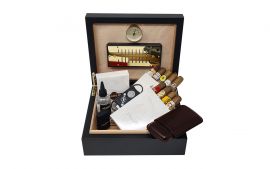 Zigarre.de Aficionado Sampler XL Zusammenstellung von zigarren, Humidor und Cutter mit Etui und Befeuchterflüssigkeit