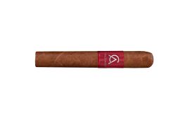 Carlos André AIRBORNE Petit Corona einzeln Abbildung zeigt unverpackte Zigarre mit silbernem Carlos Andrè Logo auf roter Banderole