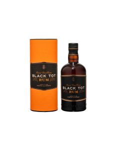 Black Tot Rum von vorne fotografiert mit der dazugehörigen Geschenksverpackung