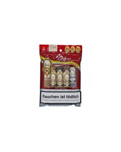 La Galera Freshpack Sampler verpackt in Klarsichthülle stehend mit Blick auf 5 Zigarren