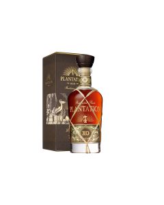 Plantation Rum XO 20th Anniversary Rumflasche vor der Verpackung platziert