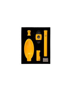 Myon Geschenkset 5-teilig Racing Edition gelb mit Cutter, Zigarrenhalter, Aschenbecher, Jetflame und Tube